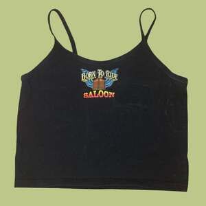 Y2K Biker Anvil Born To Ride Saloon Graphic Tank Top
